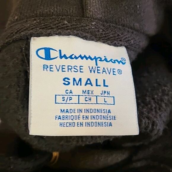 Vintage Champion Reverse Weave Hoodie Sweatshirt Faded Black Gray Small - Picture 5 of 5